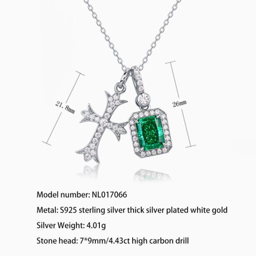 S925 sterling silver necklace with high carbon diamond, fashionable cross pendant, clavicle chain