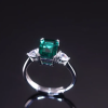 Light luxury jewelry simple princess style cultivation emerald fashion gemstone ring S925 silver wholesale