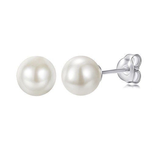 new style s925 sterling silver earrings cute small round earrings fashionable shell pearl earrings for women