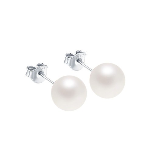 new style s925 sterling silver earrings cute small round earrings fashionable shell pearl earrings for women