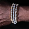 Flip button three-row zircon diamond Cuban bracelet 18"20"23"40"45"50"55"60"