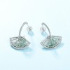 S925 sterling silver plated white gold earrings New Chinese retro fan moss earrings