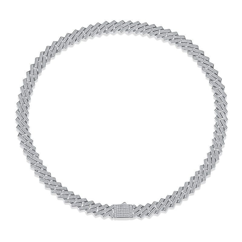 s925 sterling silver all-rounder mosan diamond challenge cuban chain