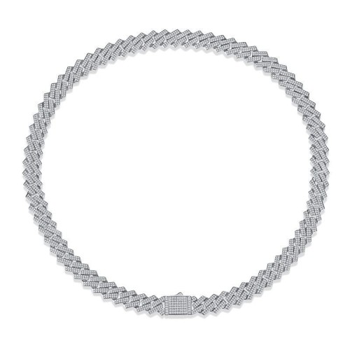 s925 sterling silver all-rounder mosan diamond challenge cuban chain