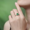 Light luxury jewelry simple princess style cultivation emerald fashion gemstone ring S925 silver wholesale