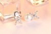 S925 sterling silver earrings with four-leaf clover inlaid natural pearl earrings simple new earrings