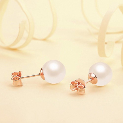 new style s925 sterling silver earrings cute small round earrings fashionable shell pearl earrings for women