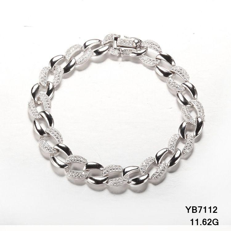 S925 sterling silver zircon Cuban chain bracelet