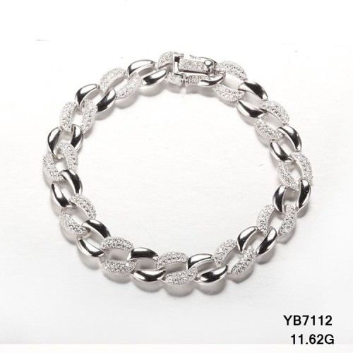 S925 sterling silver zircon Cuban chain bracelet