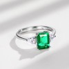 Light luxury jewelry simple princess style cultivation emerald fashion gemstone ring S925 silver wholesale