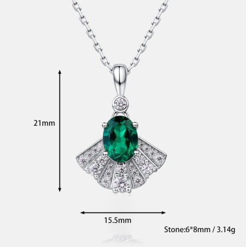 New style S925 sterling silver fashion fan cultivation emerald necklace elegant light set necklace