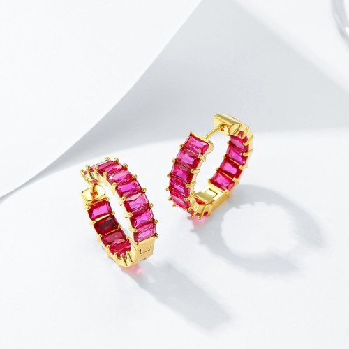 C-shaped earrings ins wind half-circle micro-inlaid zircon