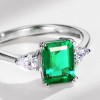 Light luxury jewelry simple princess style cultivation emerald fashion gemstone ring S925 silver wholesale